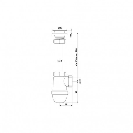 pesuvalamu sifoon C1000 40 mm ventiiliga