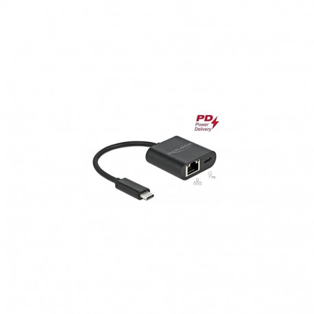 Adapter USB-C > Gigabit LAN PD-pistikuga, must