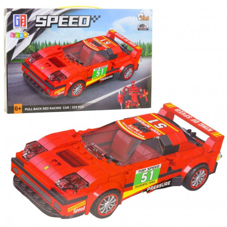Konstruktor auto robot 2-ühes punane mehhaaniline 329 osa