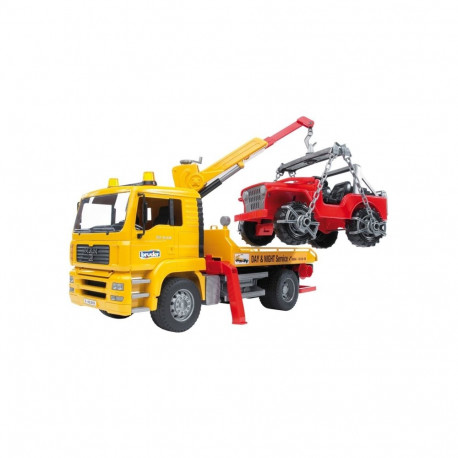 Bruder MAN TGA tow truck with all-terrain vehicle
