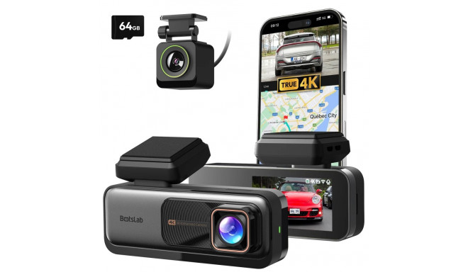 Botslab G980H Dash camera set 4K front + 1080p back, GPS, 2.4GHz/5GHz Wi-Fi