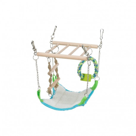 Accessories for rodents - Trixie Suspension bridge, hammock|toy, hamster, wood|rope, 17 × 22 × 15 cm