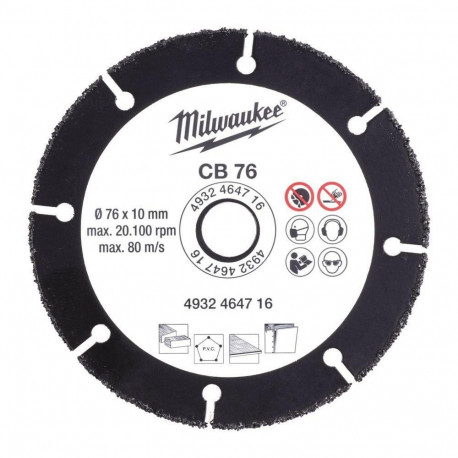 Disc. saw with carbide teeth. CB 76X10mm (M12FCOT) Milwaukee (wood, PVC) 1pc.