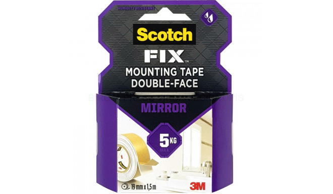 Kinnitusteip rullis Scotch-Fix 4496W-1915-P, 19mmx1.5m  (2kg/30cm), peeglikinnituseks