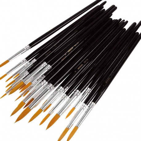 Pintslite komplekt: ümarad sünteetilised, nr 2,4,6,8,10, kokku 25 tk