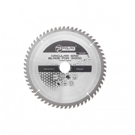 Polax saw blade for wood with carbide tips 250x32.0|30.0|60T
