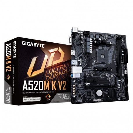 Gigabyte A520M K V2 1.0 M/B Processor family AMD, Processor socket AM4, DDR4 DIMM, Memory slots 2, S