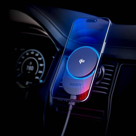 Car air vent holder 3mk Hardy AeroCharger 15W Qi2/MagSafe - black