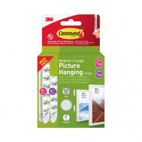 3M Command kinnitusribad V-Pack 4 komplekti M + 8 komplekti, valge