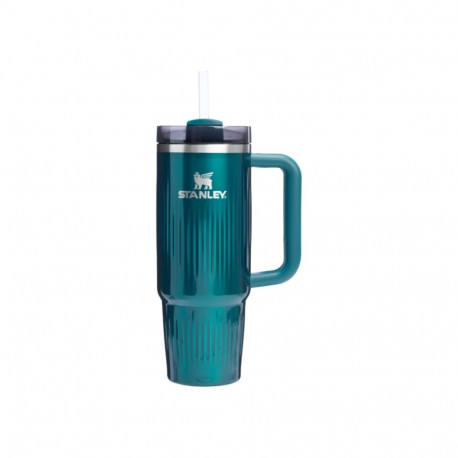 Thermos mug with straw The Quencher H2.0 Fluted Tumbler 1.18L glossy teal