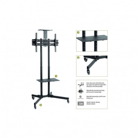 Sunne | Floor stand | S112 multifunctional Mobile TV cart | Tilt | 37-70 " | Black