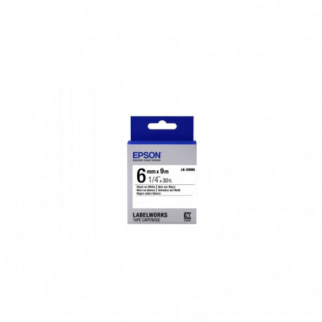 Epson LK-2WBN (C53S652003) Label Tape Cartridge, Standard, Black on White (6mm, 9m)