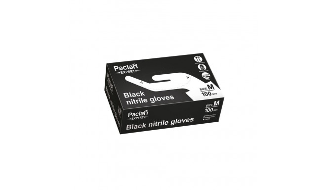 EXP NITRILE GLOVES BLACK 100PCS BOXM