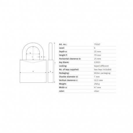 PADLOCK ABUS 79267 47X79 MM