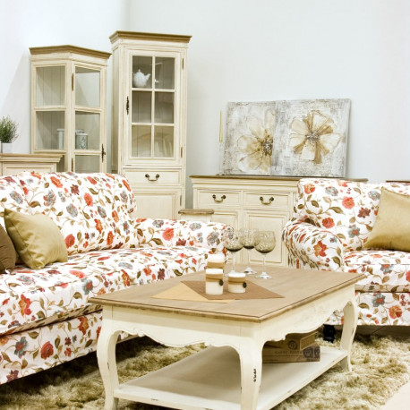 Vitriinkapp SAMIRA 60x35xH195,5cm, antiikvalge/naturaalne