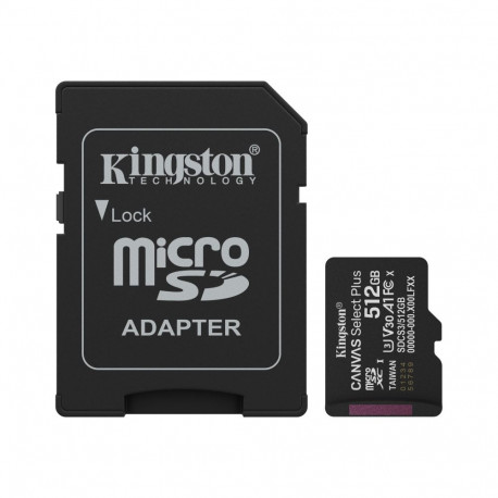 Kingston Kingston Canvas Select | Flash-mälukaart | 512 GB | microSDXC UHS-I mälukaart | Kiirusklass