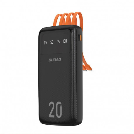 Dudao large capacity powerbank with 4 built-in cables 20000mAh USB Type C + micro USB + Lightning + 