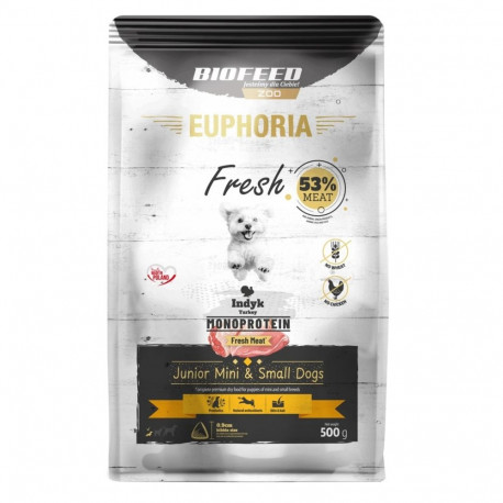 EUPHORIA Fresh Junior monoproteiin kalkun XS/S kuiv koeratoit 500g