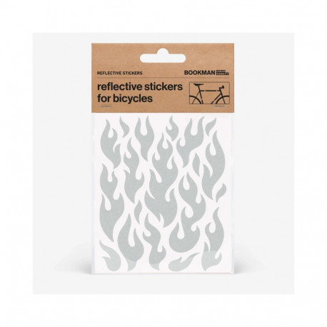 Helkurkleepsud jalgrattale BOOKMAN Reflective Stickers for Bicycles, White Flames