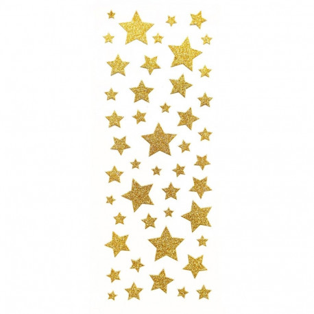Glitter kleebised - Kuldsed tähed, 47tk