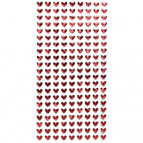 Kristallkleebised - Säravad südamed, punased, 189tk