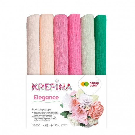 Floristi krepp-paber Elegance - 6 värvi, 40g, 25x100cm