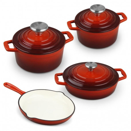 XANTEN cast iron 7pcs cookware set, red