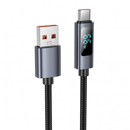 Cable USB A to USB C Hoco 5A with display 1 m X112 black
