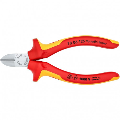 KNIPEX side cutters VDE insulated 70 06 125, cutting pliers (red/yellow, length 125mm)