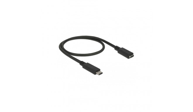 DeLOCK USB 3.2 Gen 1 extension cable, USB-C male > USB-C female (black, 0.5 meter, SuperSpeed)