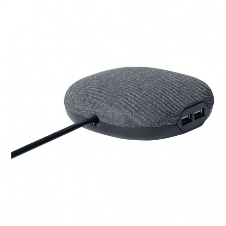 estilo Ladestation mit Textiloberfläche (anthrazit/schwarz, 3 Meter, 2x USB)