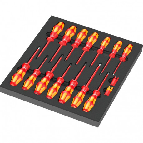 Wera 9711 foam insert VDE screwdriver set 1, 16 pieces (black/grey, in foam insert for workshop trol