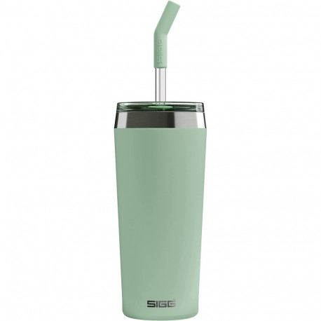 SIGG coffee mug Helia Milky Green 0.45L, thermal mug (light green, with drinking straw)