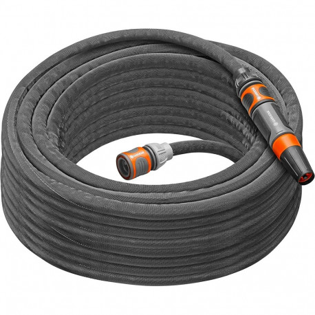 Gardena Textile Hose Liano Life 1/2, 20 meter set (dark grey/orange, model 2023, incl. cleaning nozz
