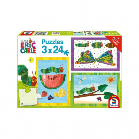 Schmidt Spiele The Very Hungry Caterpillar: Caterpillar-Cocoon-Butterfly, Puzzle (3x 24 pieces)