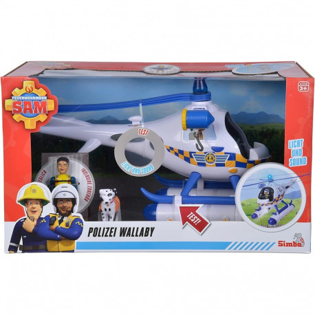 Simba Fireman Sam Police Wallaby, Toy Vehicle (White/Blue, With Light and Sound)