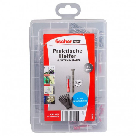 FISCHER practical helpers garden & house, dowels (light grey/red, 71 pieces)