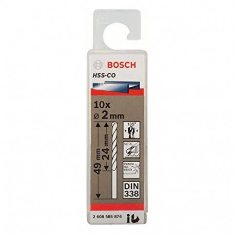 Bosch metal twist drill HSS-Co, DIN 338, 2.0mm (10 pieces, working length 24mm)
