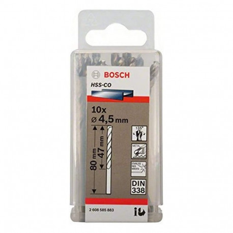 Bosch metal twist drill HSS-Co, DIN 338, 4.5mm (10 pieces, working length 47mm)