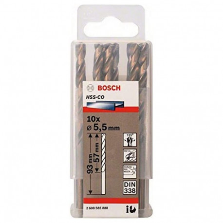 Bosch metal twist drill HSS-Co, DIN 338, 5.5mm (10 pieces, working length 57mm)