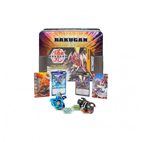 Spin Master Bakugan Baku-Tin Toy Figure (Premium Storage Box with Exclusive Darkus Sectanoid Bakugan