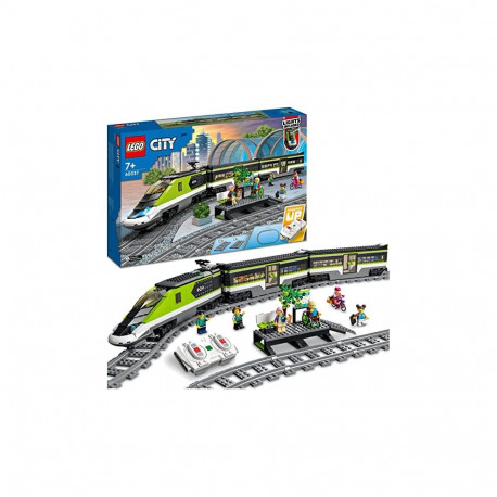 60337 City Personen-Schnellzug (Set mit ferngesteuertem Zug mit Scheinwerfern, 2 Wagen und 24 Schien
