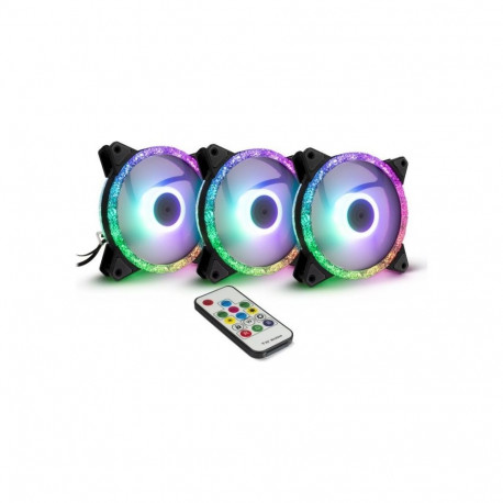 Argus RGB-ventilaatorite komplekt RS-07 120x120x25, 3 tk koos kaugjuhtimispuldiga, 120mm, must