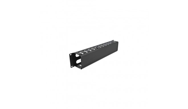 19" Kabelmanagement Rangierpanel mit 4 Öffnungen (schwarz, 2 HE)