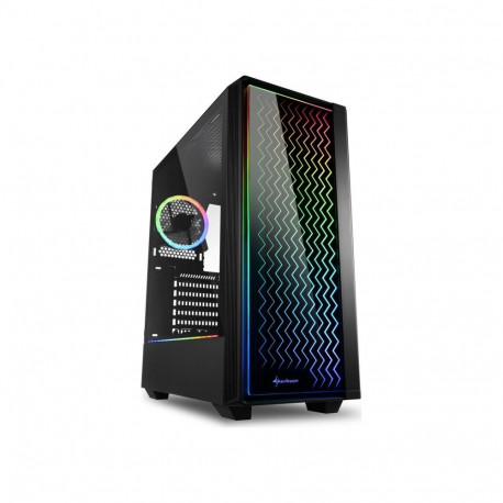 Arvutikorpus RGB LIT 200 ees- ja külgpaneelid karastatud klaasist, must