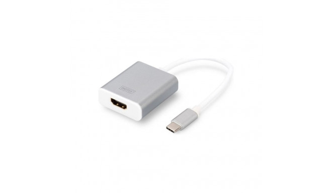 USB-adapter USB-C pistik > HDMI 4K pesa 20cm, valge/hõbedane