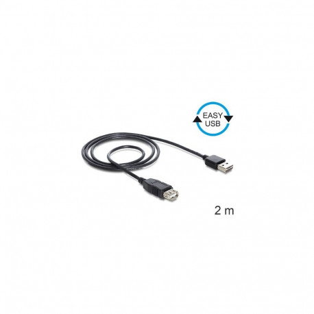 EASY-USB pikenduskaabel USB 2.0 USB-A pistik (mõlemalt poolt kasutatav) > USB-A pesa 2m, must