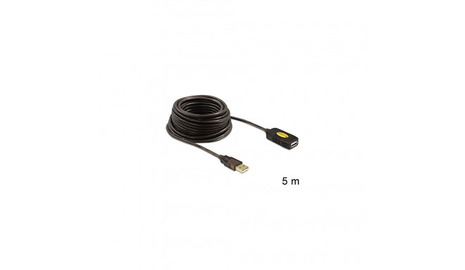 USB 2.0 aktiivne pikenduskaabel USB-A pistik > USB-A pesa 5Meter, must