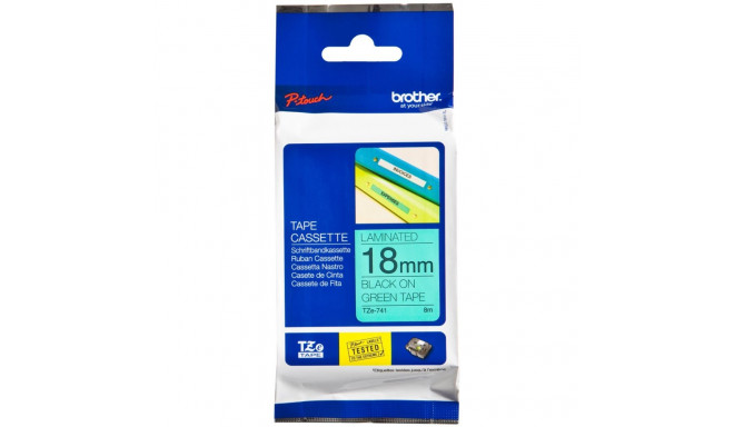 Etikettteip TZe-741 18mm, must rohelisel