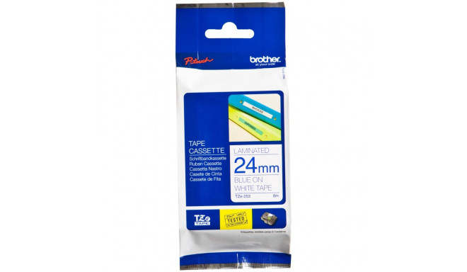 Etiketilint TZe-253 24mm, sinine valgel